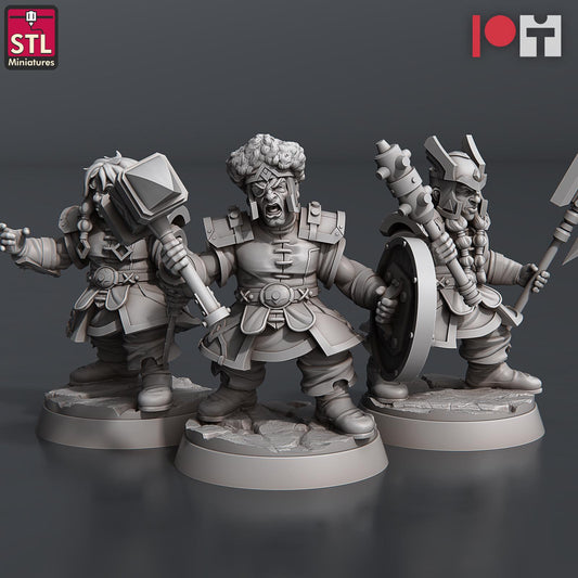 Dwarf Camp NPC Set | Tabletop Scale | D&D TTRPG Miniature | STL Miniatures
