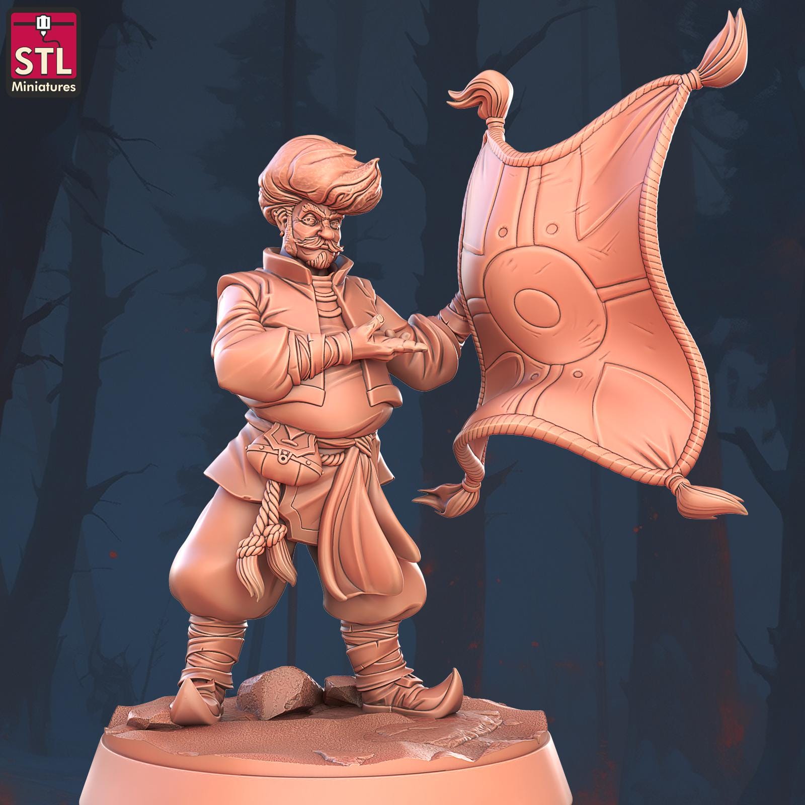 Flying Carpet Vendor Seller Set | Tabletop Scale | D&D TTRPG Miniature | STL Miniatures