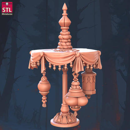 Flying Carpet Vendor Seller Set | Tabletop Scale | D&D TTRPG Miniature | STL Miniatures