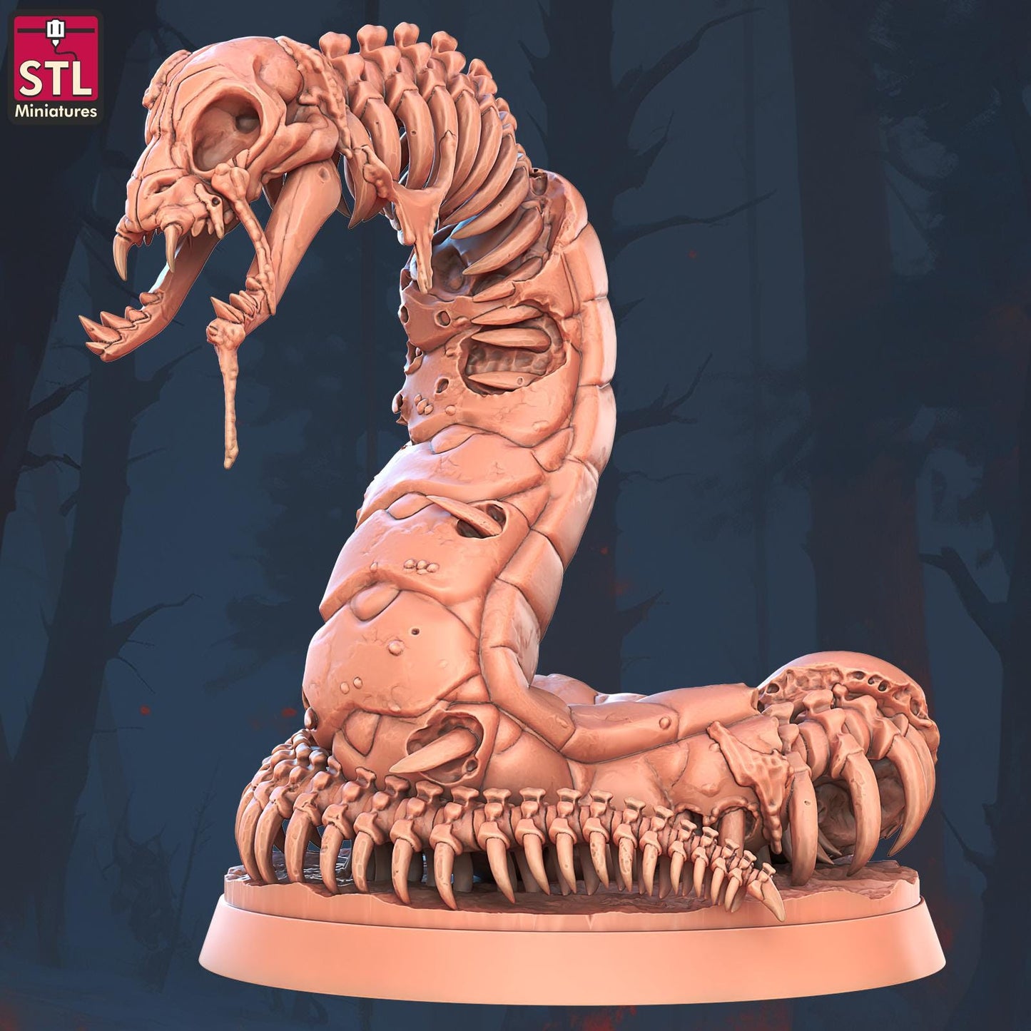 Ghoul Giant Snake Set | Tabletop Scale | D&D TTRPG Miniature | STL Miniatures