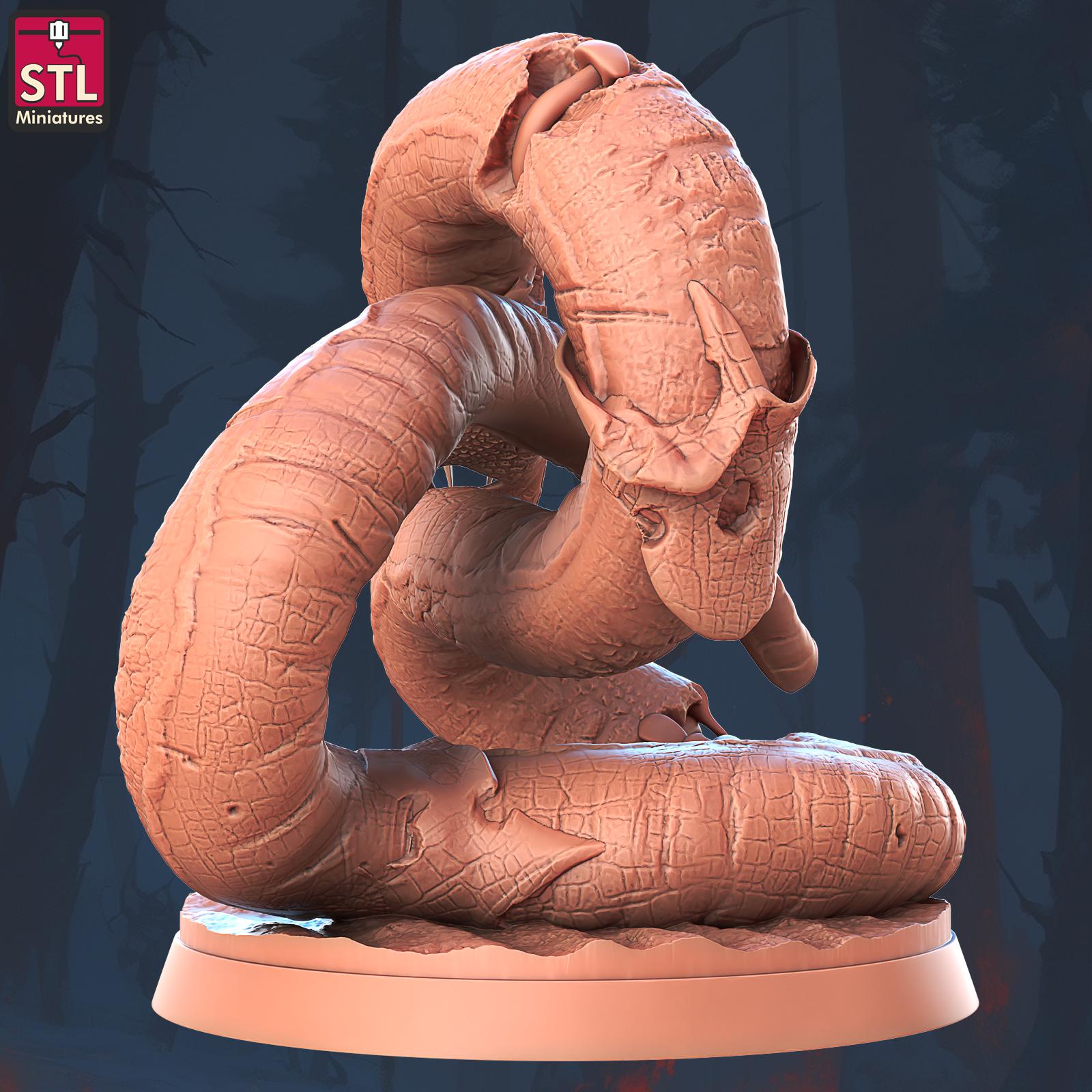 Ghoul Giant Snake Set | Tabletop Scale | D&D TTRPG Miniature | STL Miniatures
