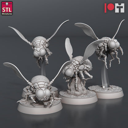 Giant Flies Set | Tabletop Scale | D&D TTRPG Miniature | STL Miniatures