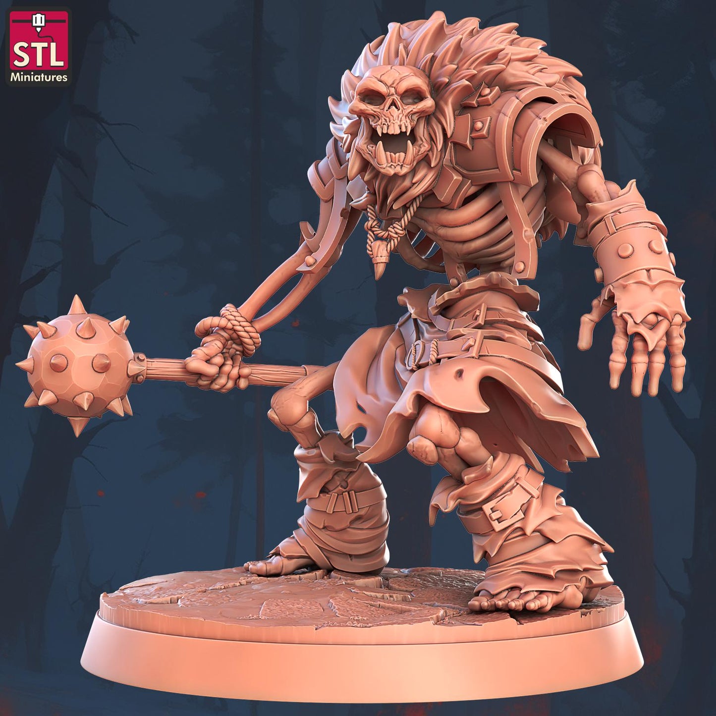 Giant Skeletal Ogre Monster | Tabletop Scale | D&D TTRPG Miniature | STL Miniatures