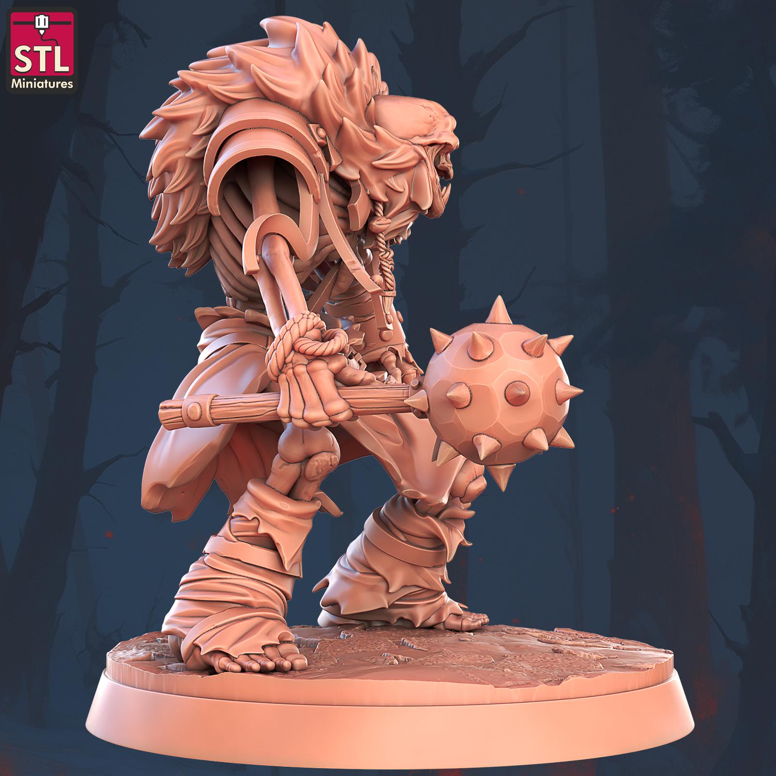 Giant Skeletal Ogre Monster | Tabletop Scale | D&D TTRPG Miniature | STL Miniatures