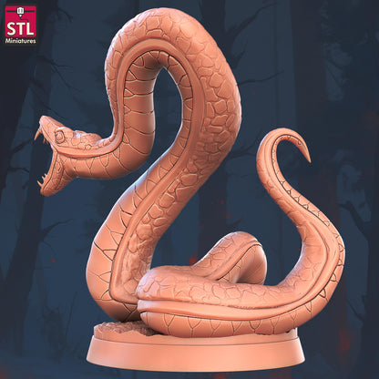 Giant Snake Set | Tabletop Scale | D&D TTRPG Miniature | STL Miniatures