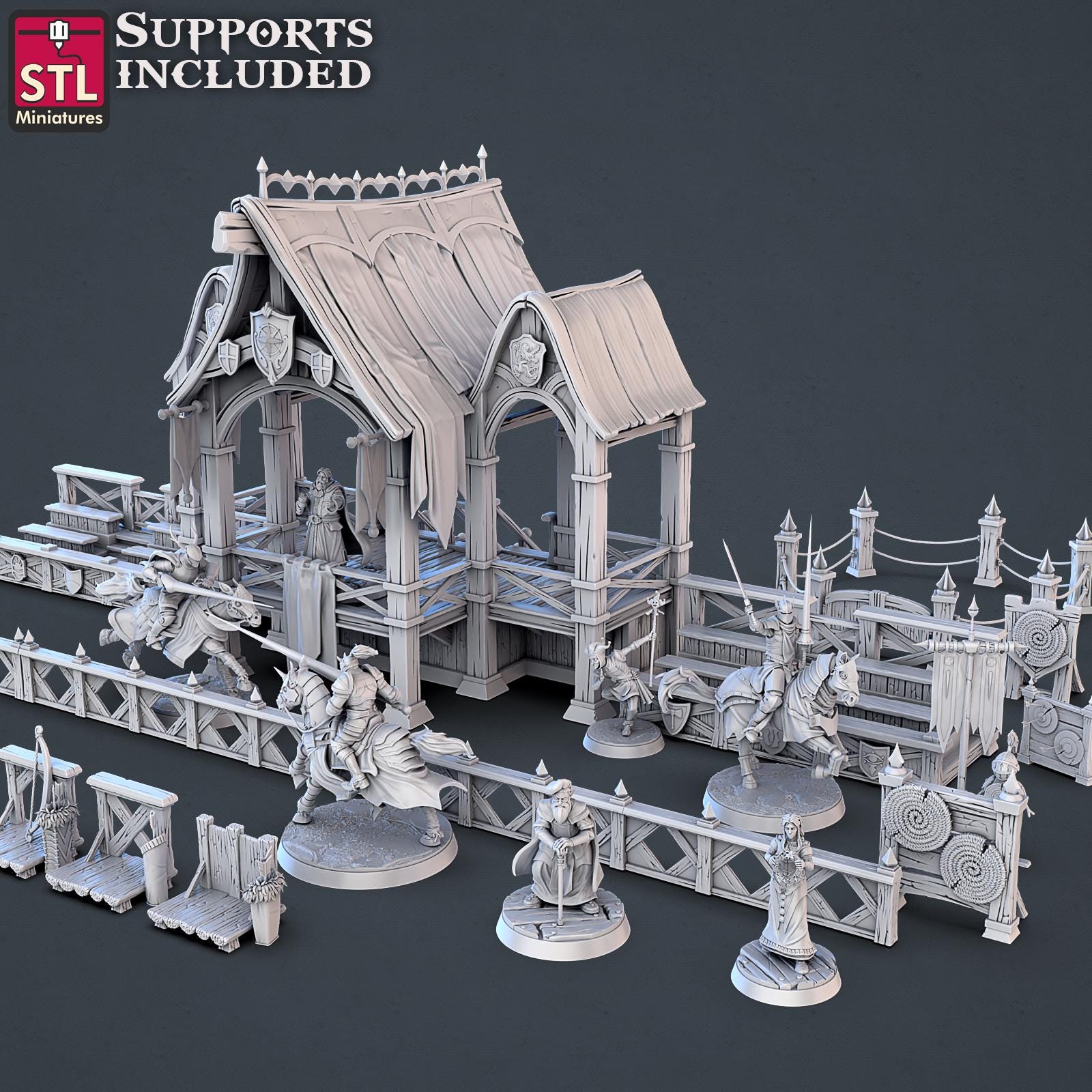 Jousting NPC Set | Tabletop Scale | D&D TTRPG Miniature | STL Miniatures