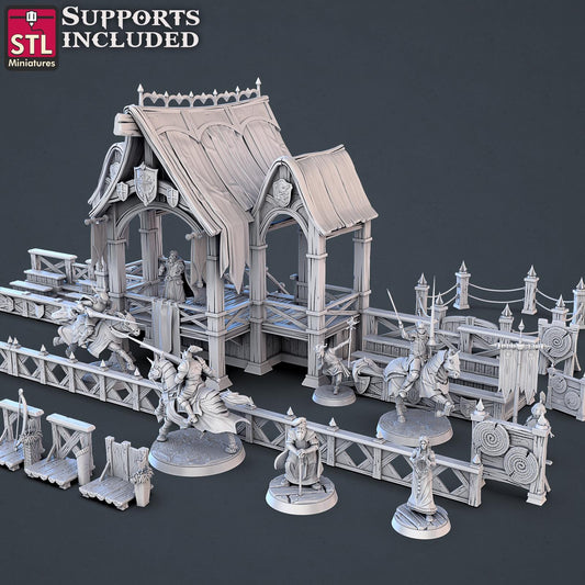 Jousting NPC Set | Tabletop Scale | D&D TTRPG Miniature | STL Miniatures