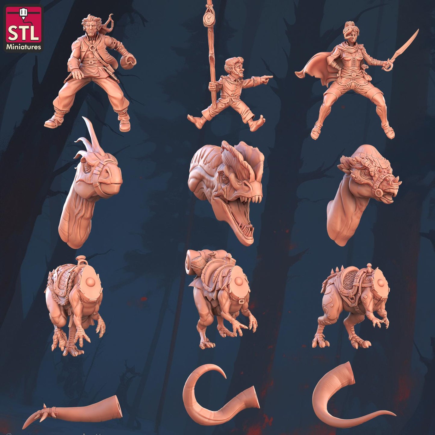 Modular Riders Set | Tabletop Scale | D&D TTRPG Miniature | STL Miniatures