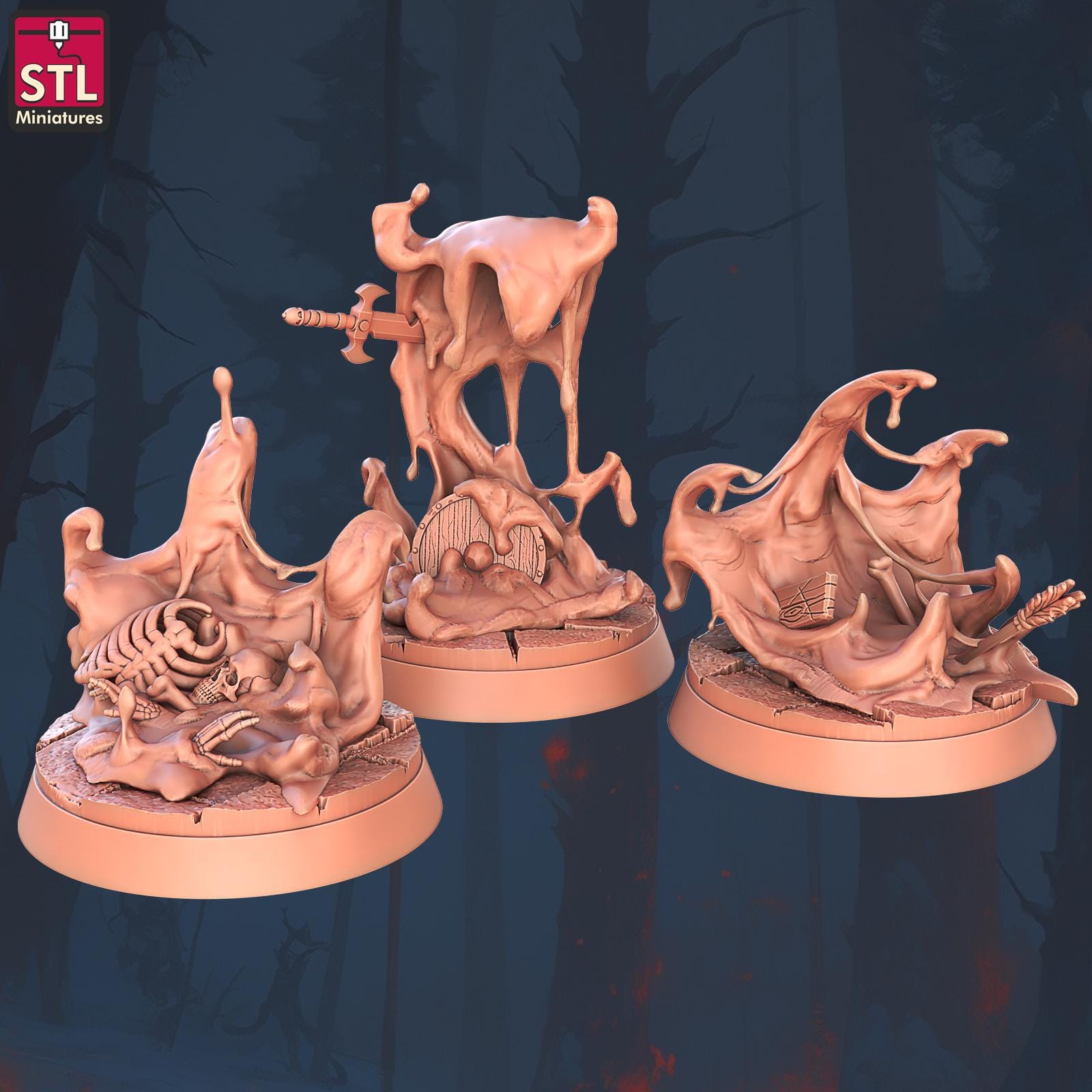 Slimes Monster Set | Tabletop Scale | D&D TTRPG Miniature | STL Miniatures