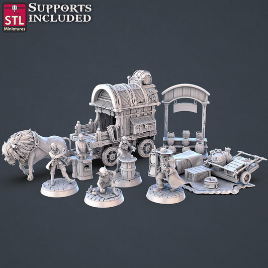 Street Gamblers NPC Set | Tabletop Scale | D&D TTRPG Miniature | STL Miniatures