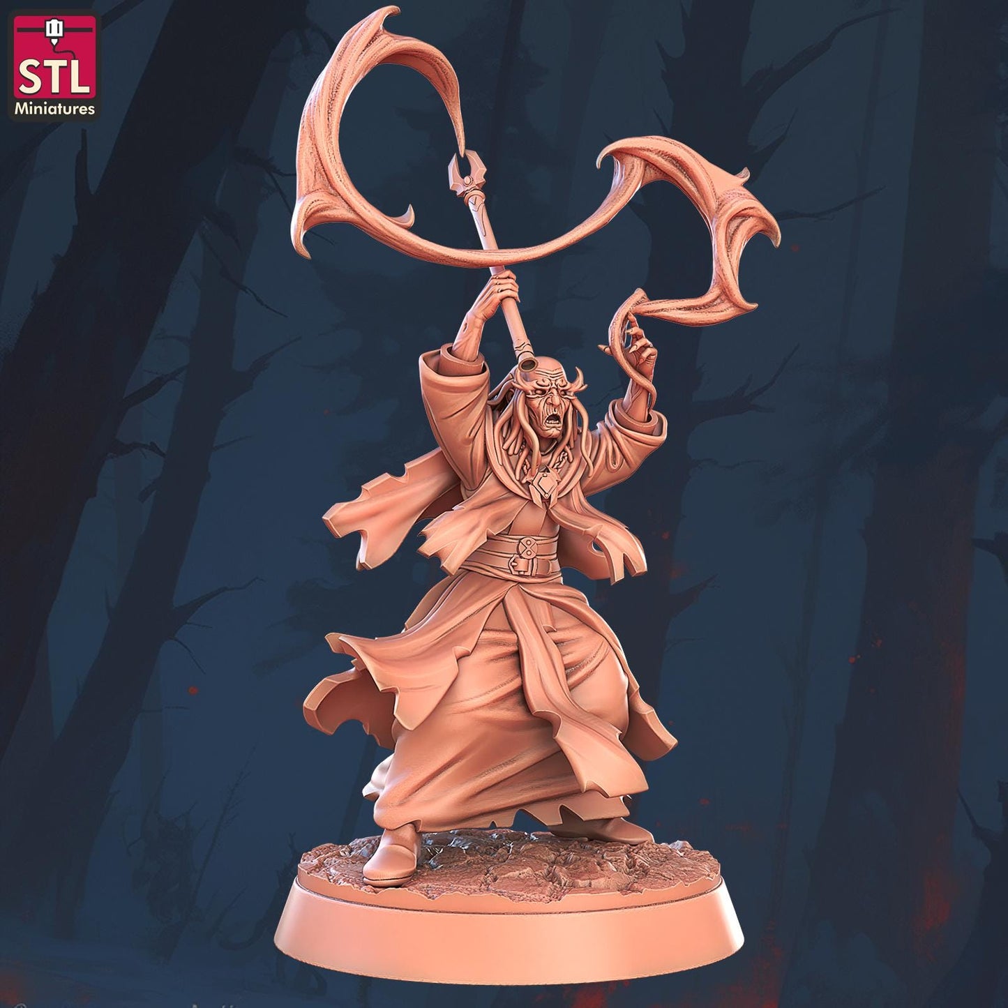 Tekratis Sorcerer | Tabletop Scale | D&D TTRPG Miniature | STL Miniatures