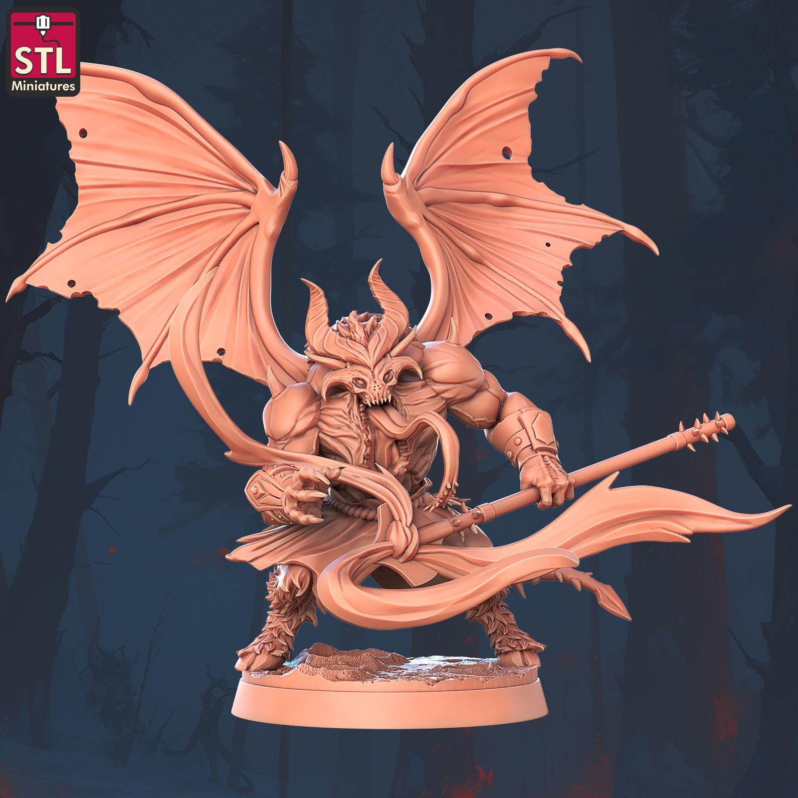 Terror Wings Demon Monster | Tabletop Scale | D&D TTRPG Miniature | STL Miniatures