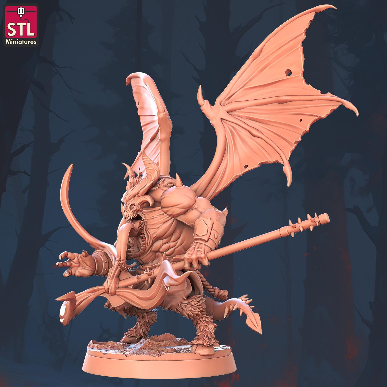 Terror Wings Demon Monster | Tabletop Scale | D&D TTRPG Miniature | STL Miniatures