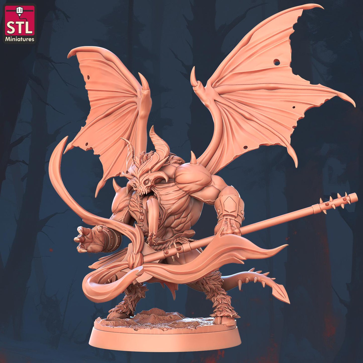 Terror Wings Demon Monster | Tabletop Scale | D&D TTRPG Miniature | STL Miniatures