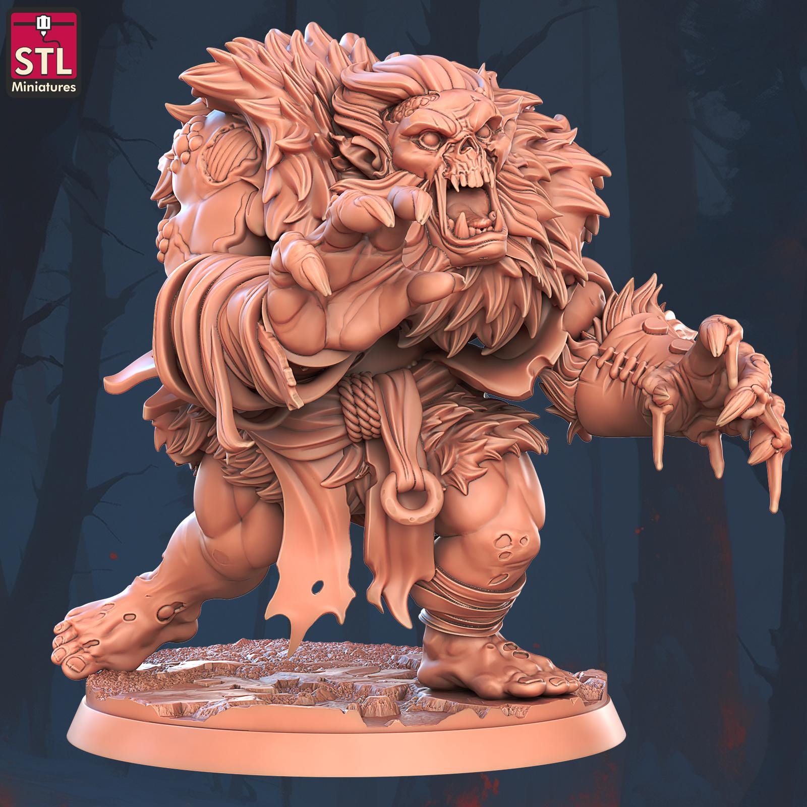 Zombie Troll Monster | Tabletop Scale | D&D TTRPG Miniature | STL Miniatures