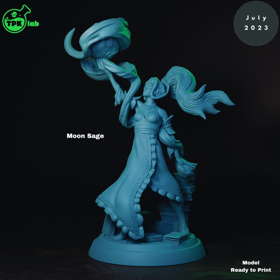 Moon Sage, Cosmic Mage Scholar | Tabletop Gaming Miniature | TPKLab