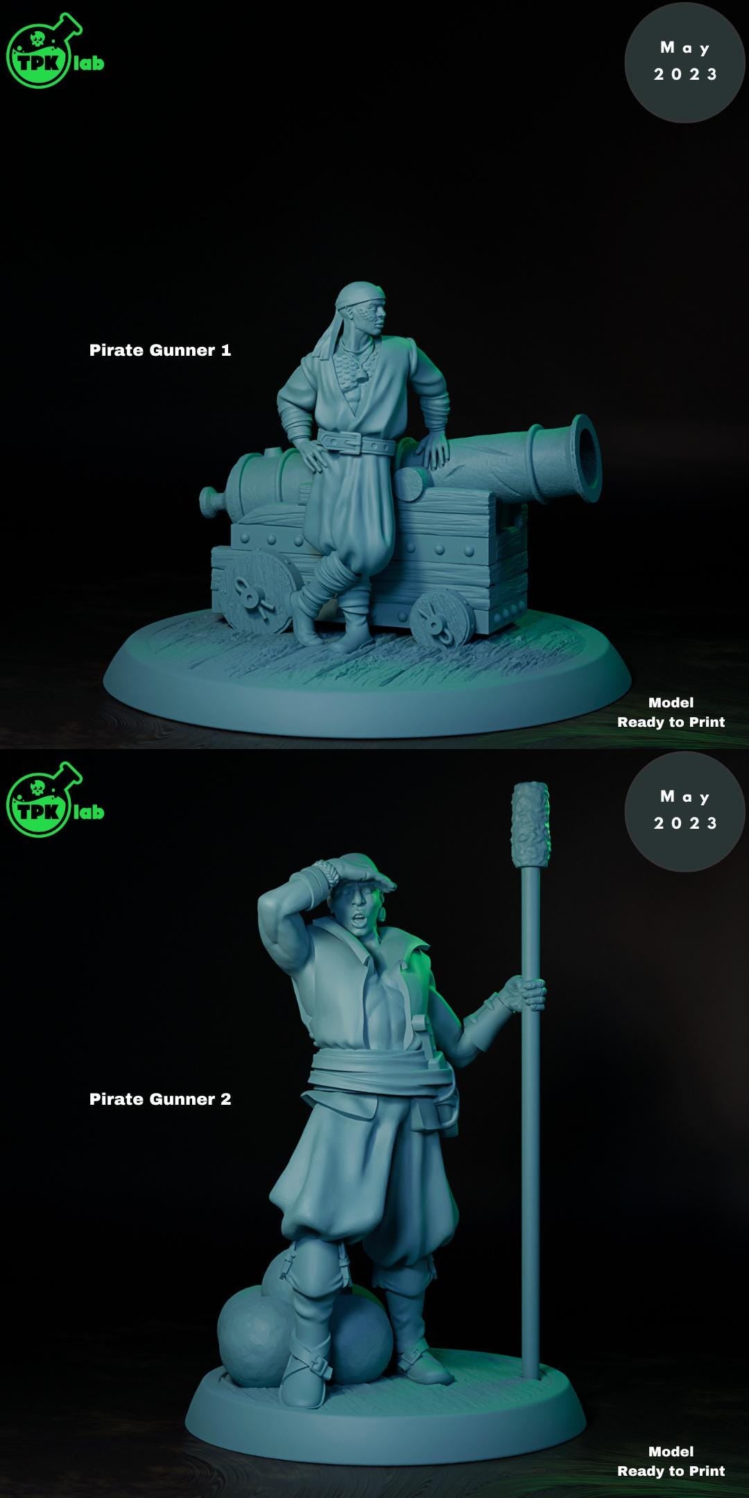 Pirates, Captains, Catfolk, Swordsmen, Cannoneers, Kraken | Tabletop Gaming Miniature | TPKLab