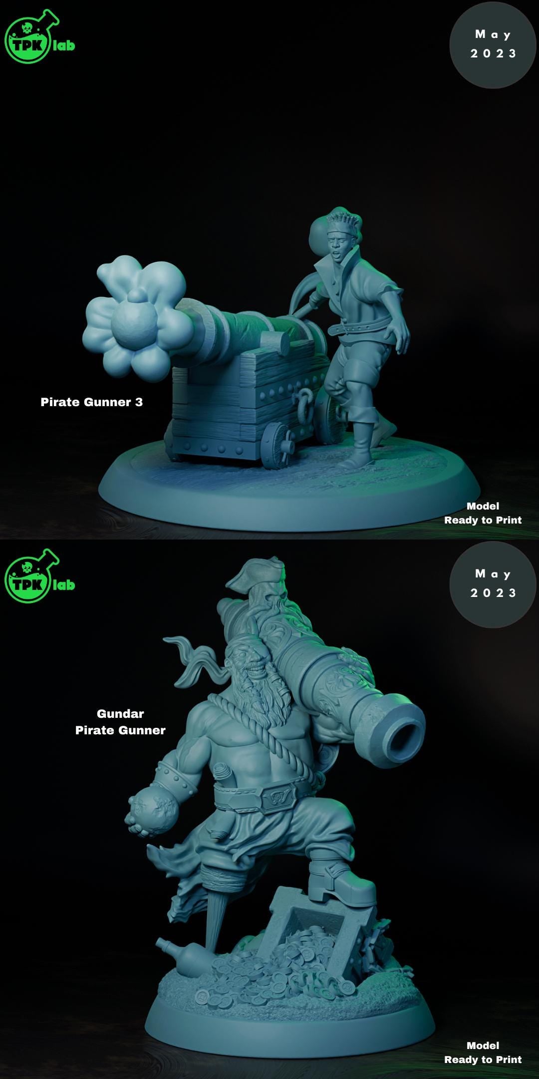 Pirates, Captains, Catfolk, Swordsmen, Cannoneers, Kraken | Tabletop Gaming Miniature | TPKLab