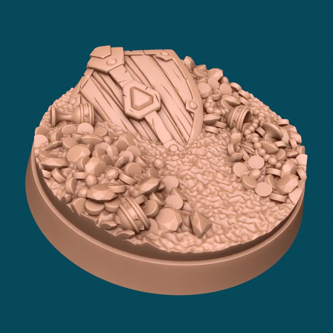 Treasure Bases | TTRPG Miniature Sculpted Base | Awkward Penguin's Minis