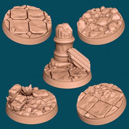 Ruins Bases | TTRPG Miniature Sculpted Base | Awkward Penguin's Minis