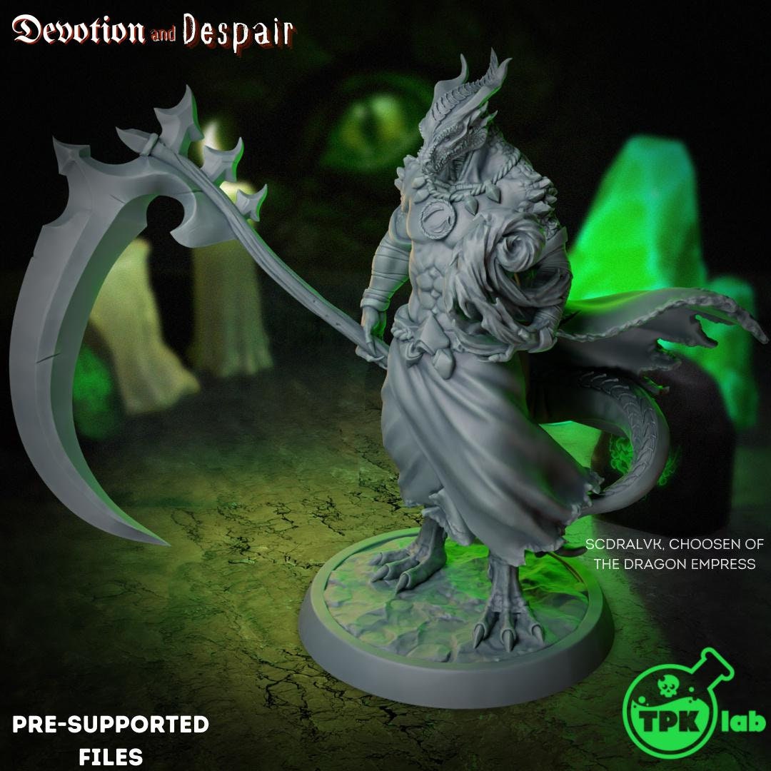 Scdralvk, Chosen of the Dragon Empress, Dragonborn | Tabletop Gaming Miniature | TPKLab