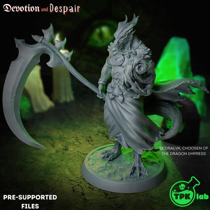 Scdralvk, Chosen of the Dragon Empress, Dragonborn | Tabletop Gaming Miniature | TPKLab