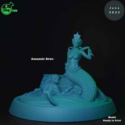 Sirens, Singing, Assassin, Underwater Ocean Monster | Tabletop Gaming Miniature | TPKLab