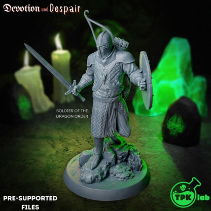 Soldier of the Dragon Order, Sword and Shield | Tabletop Gaming Miniature | TPKLab