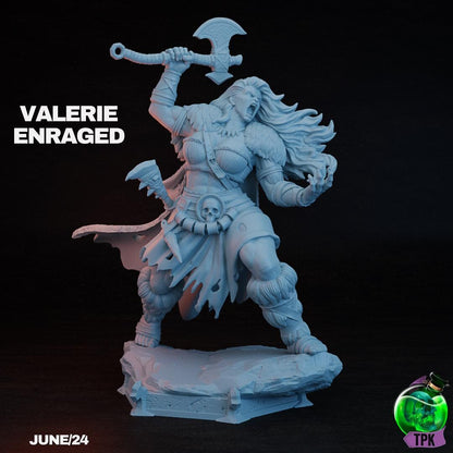 Valerie Enraged, Barbarian Female | Tabletop Gaming Mini or Display Figure | TPKLab