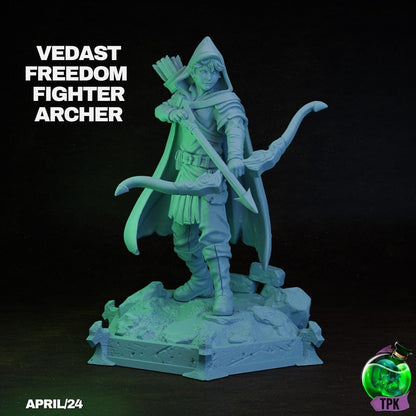 Freedom Fighter Archer, Vedast, Young Adventurer | Tabletop Gaming Miniature | TPKLab