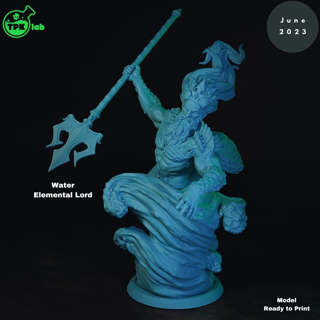 Water Elemental Lord Sea Monster Deity, Poseidon, Neptune | Huge Tabletop Gaming Miniature | TPKLab