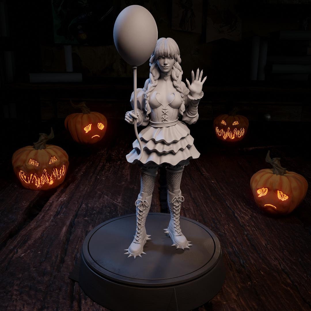 Clown, Female Girl | TABLETOP SCALE | TTRPG Miniature | Cripta Studios