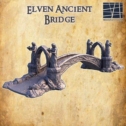 Elven Ancient Bridge, Old Elf River | 28mm Scale Model Terrain | D&D TTRPG Playable 3D Printed Building | MiniatureLand