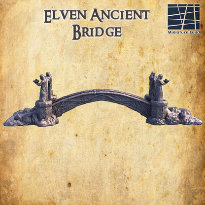 Elven Ancient Bridge, Old Elf River | 28mm Scale Model Terrain | D&D TTRPG Playable 3D Printed Building | MiniatureLand