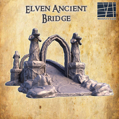 Elven Ancient Bridge, Old Elf River | 28mm Scale Model Terrain | D&D TTRPG Playable 3D Printed Building | MiniatureLand