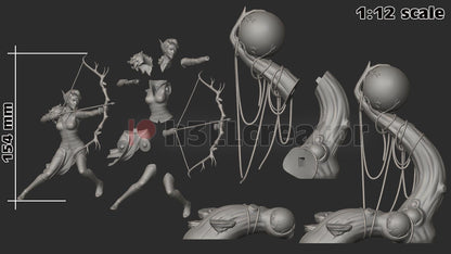 1:12 Wild Huntress | Resin Garage Kit Figure Game D&D Show Fan Art | h3LL creator