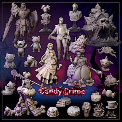 Candy Crime, Hansel and Gretel, Witch, House, Sugar | Tabletop Gaming 3D Print Miniatures and Display Collection | Great Grimoire
