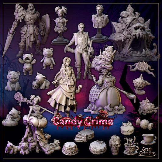 Candy Crime, Hansel and Gretel, Witch, House, Sugar | Tabletop Gaming 3D Print Miniatures and Display Collection | Great Grimoire
