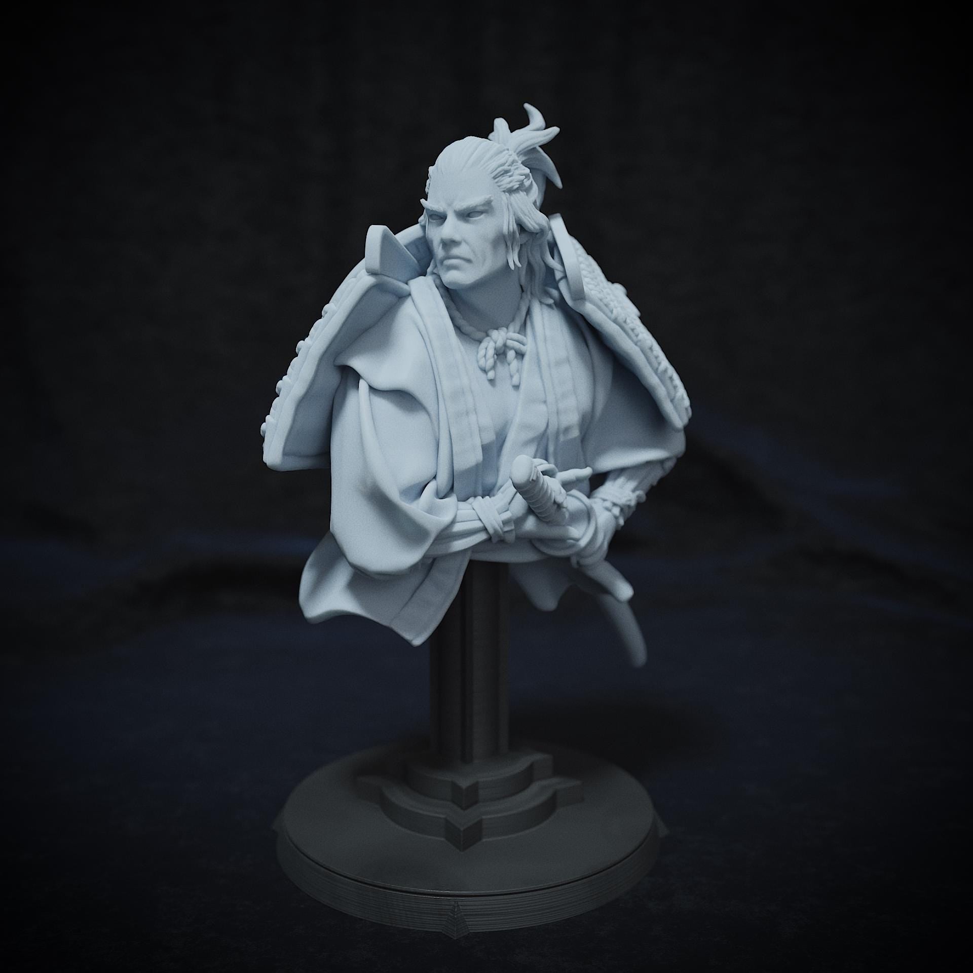 Hiraki Yoshida, Human Samurai | Tabletop, Display Scale, Bust | TTRPG D&D Miniature | Cripta Studios