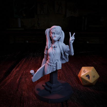 Melissa, 80s Girl with a Skateboard | Tabletop, Display Scale, Bust | TTRPG D&D Miniature | Cripta Studios