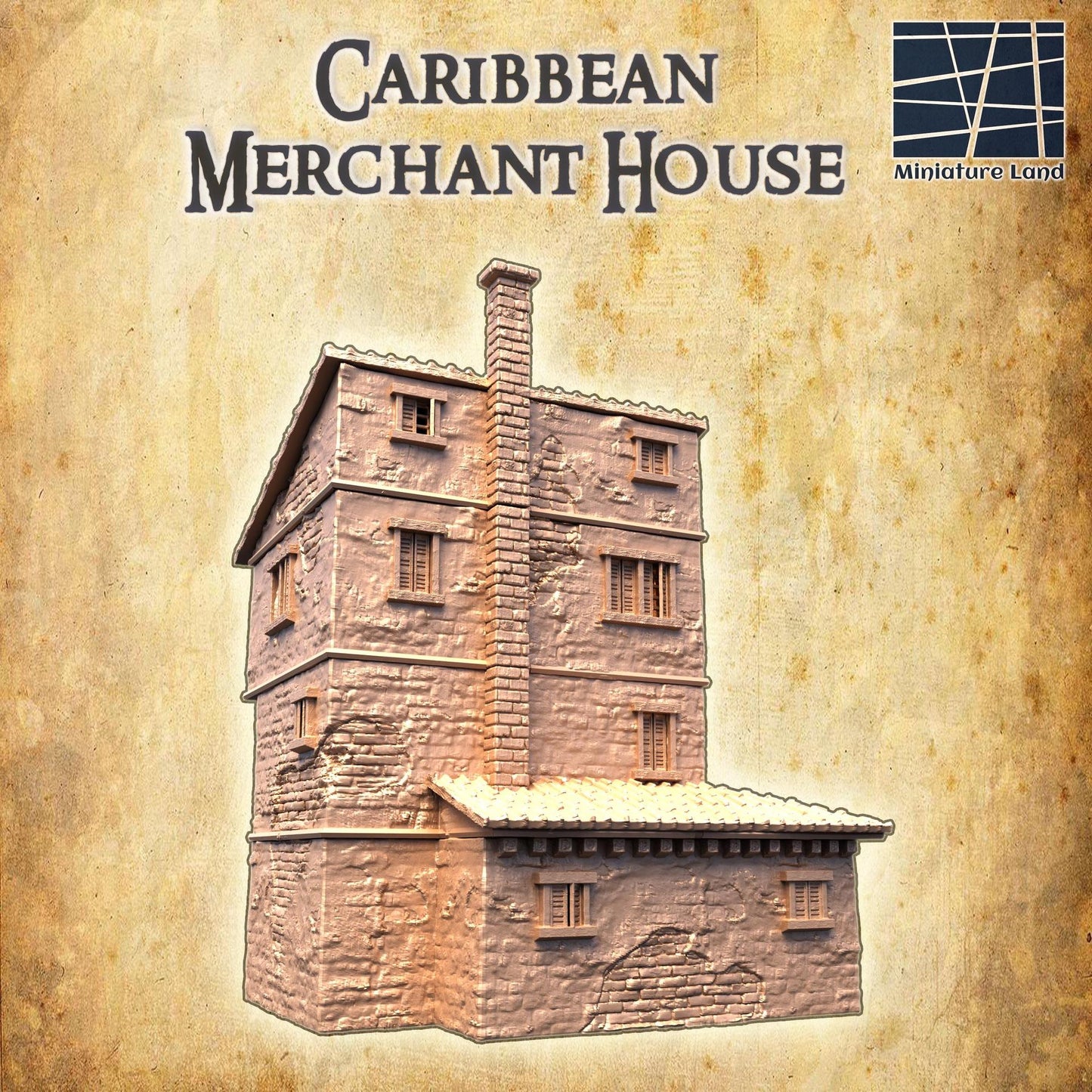 Caribbean Market House | 28mm Scale Model Terrain | D&D TTRPG Playable 3D Printed Building | MiniatureLand
