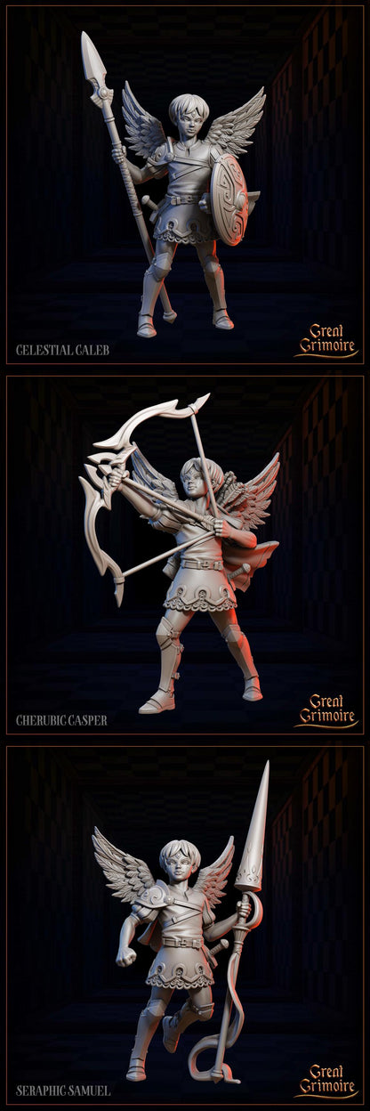 Celestial Gambit: Luminous Legion, Chess Pieces, Angel, Heaven | Tabletop Gaming 3D Print Miniatures and Display Collection | Great Grimoire