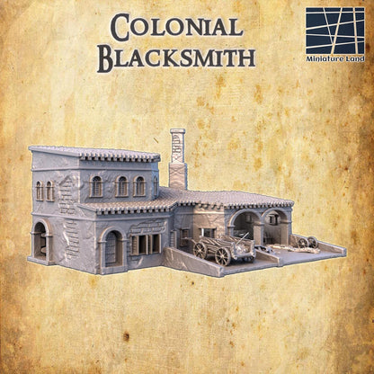 Colonial Blacksmith | 28mm Scale Model Terrain | D&D TTRPG Playable 3D Printed Building | MiniatureLand