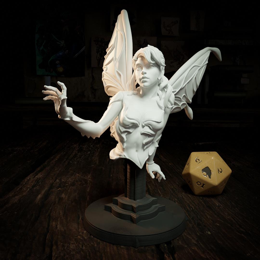 SahJinxy, Fairy | Tabletop, Display Scale, Bust | TTRPG D&D Miniature | Cripta Studios