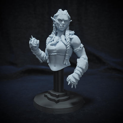 Vhok Ironfist, Orc Half-Orc Monk Fighter Pugilist | Tabletop, Display Scale, Bust | TTRPG D&D Miniature | Cripta Studios