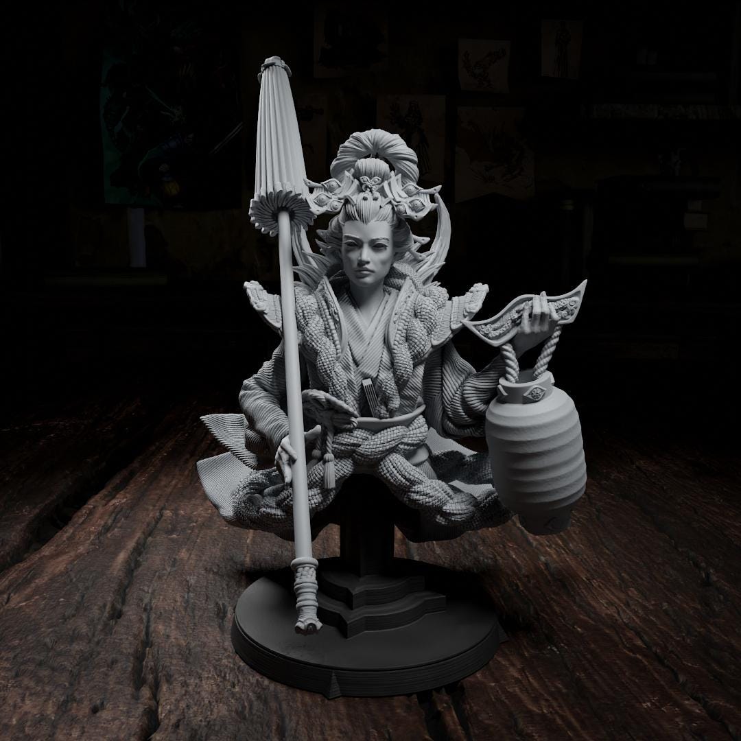 Yuna Muto, Geisha Witch | Tabletop, Display Scale, Bust | TTRPG D&D Miniature | Cripta Studios
