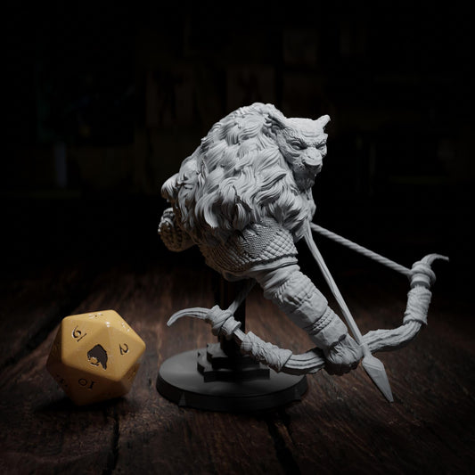 Zakatt Hallam, Tabaxi Ranger | Tabletop, Display Scale, Bust | TTRPG D&D Miniature | Cripta Studios