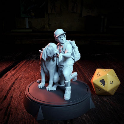 Brian the Scout, Boy and Dog | Tabletop, Display Scale, Bust | TTRPG D&D Miniature | Cripta Studios