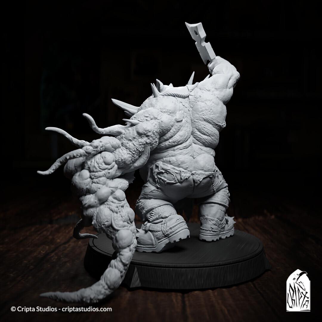 Boarhog Butcher, Horror Enemy | Tabletop or Display Scale | TTRPG D&D Miniature | Cripta Studios
