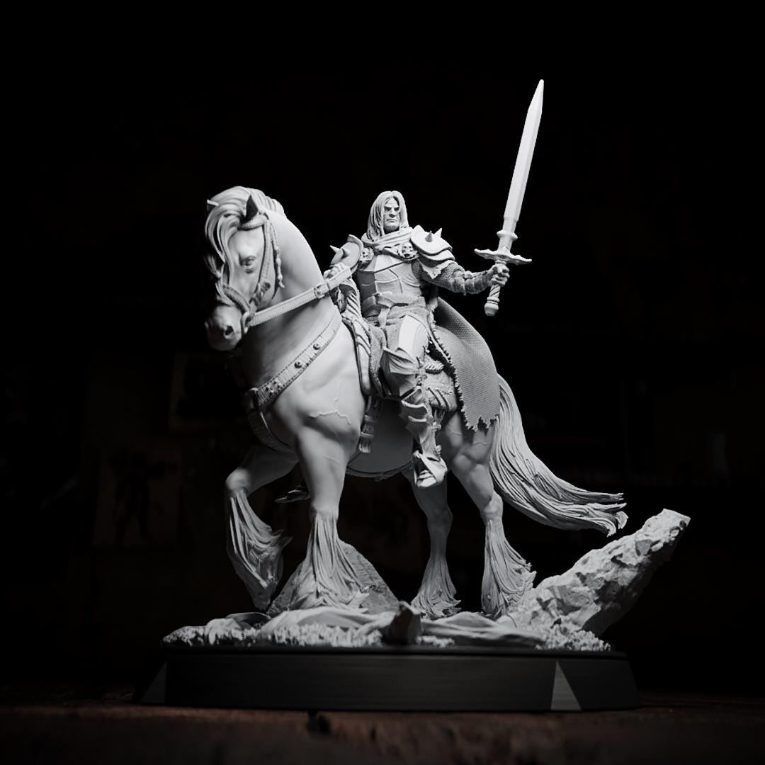 The Knight, Mounted Fighter | Tabletop or Display Scale | TTRPG D&D Miniature | Cripta Studios